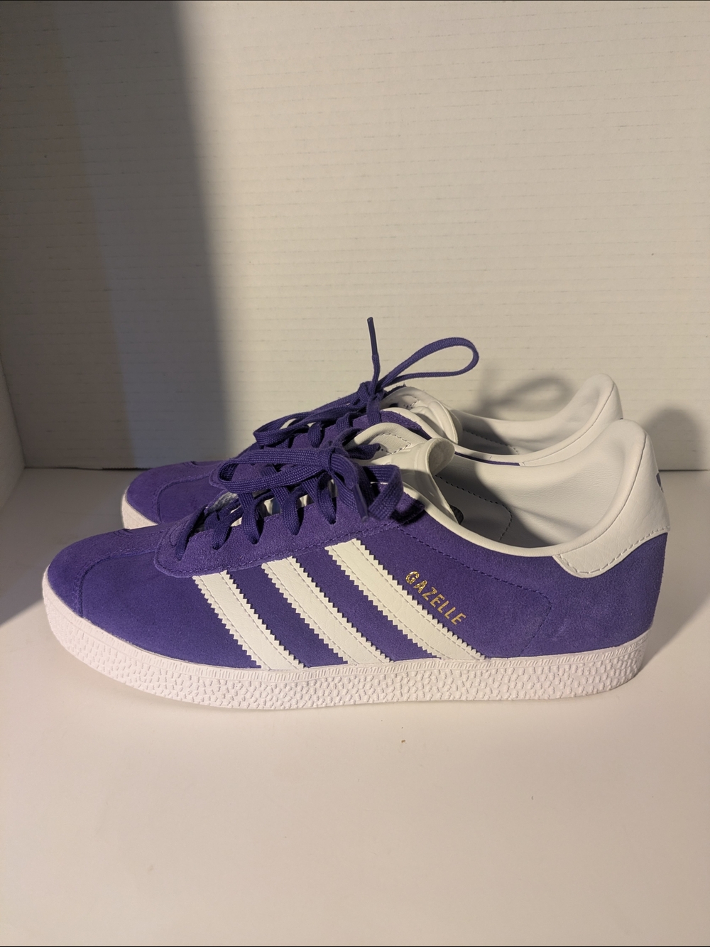 adidas Gazelle Women's Purple Suede Sneakers with White Stripes